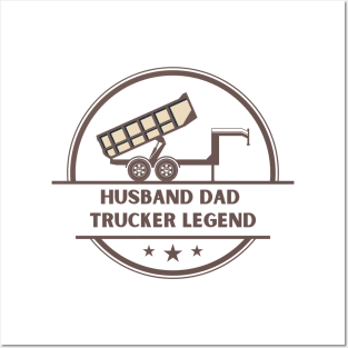 Husband Dad Trucker Legend Posters and Art